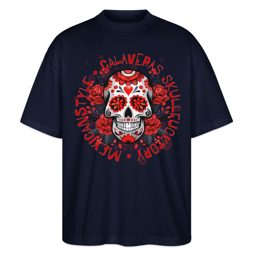 Sugar Skull Rosen Design - Oversized Unisex Bio T-Shirt - Navy