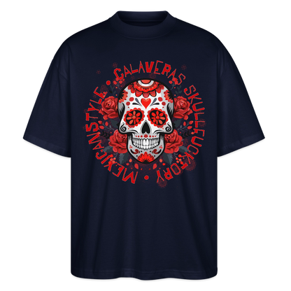 Sugar Skull Rosen Design - Oversized Unisex Bio T-Shirt - Navy