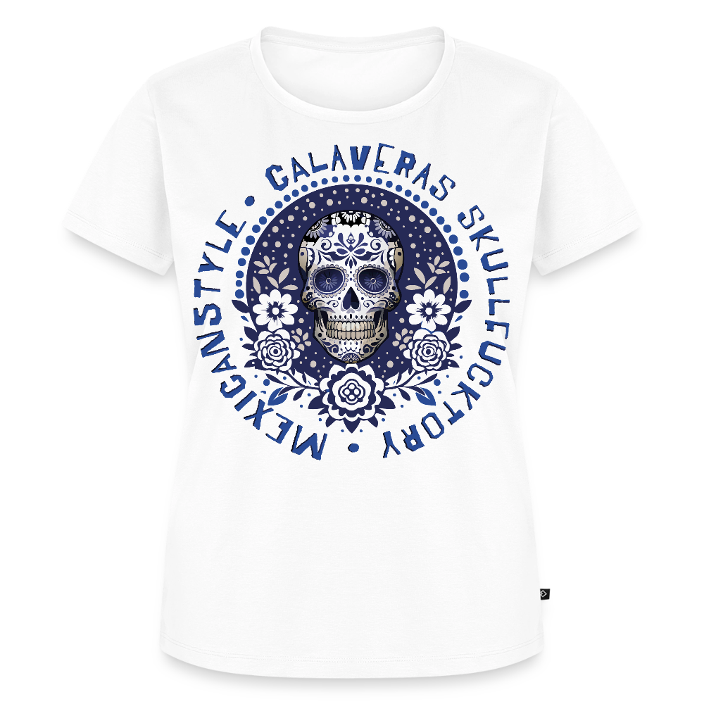 Sugar Skull Blau Design – Frauen Premium T-Shirt - Weiß