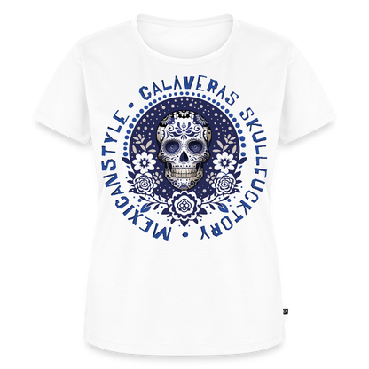 Sugar Skull Blau Design – Frauen Premium T-Shirt - Weiß