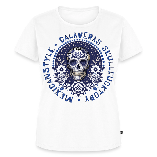 Sugar Skull Blau Design – Frauen Premium T-Shirt - Weiß