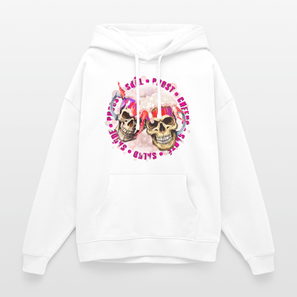 Party Skull Design Pink – Oversized Unisex Hoodie - Weiß