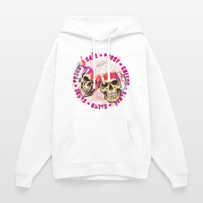 Party Skull Design Pink – Oversized Unisex Hoodie - Weiß