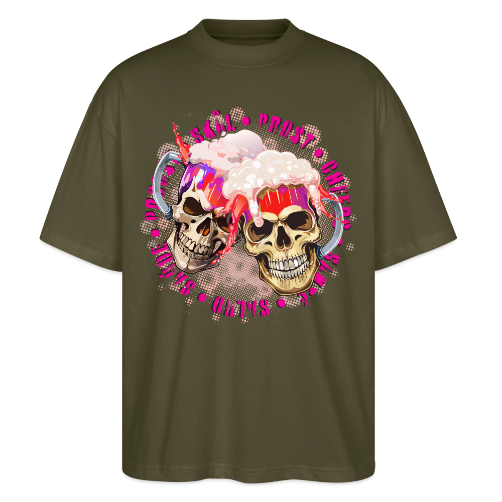 Party Skull Design Pink – Oversized Unisex Bio T-Shirt - Khaki