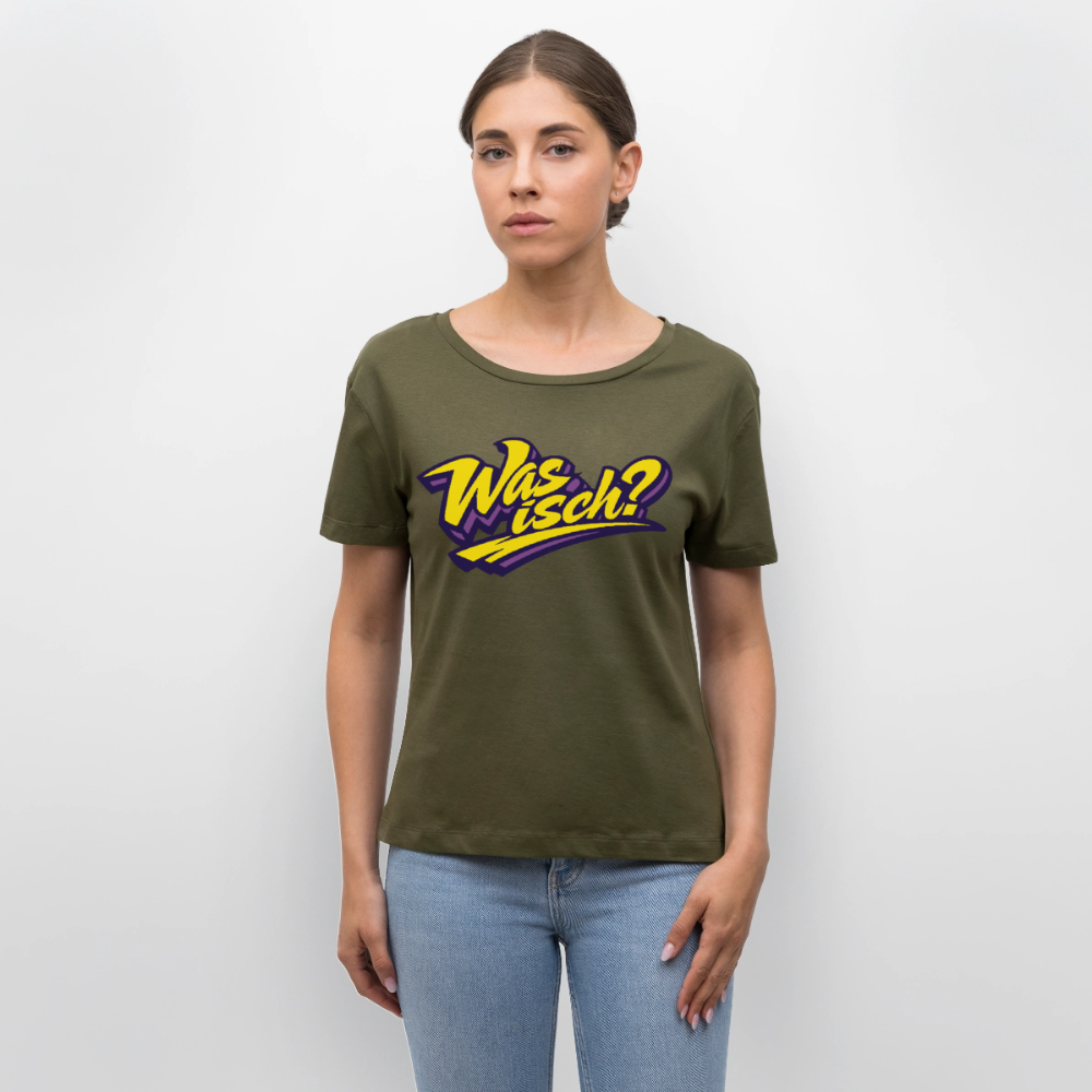 Was isch? Design – Rundhals Frauen Bio-T-Shirt - Khaki