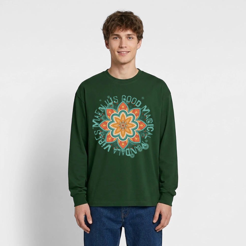 Mandala Türkis Design – Oversized Langarmshirt - Flaschengrün