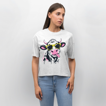Street Cowboy Design – Frauen Boxy Bio-T-Shirt - Weiß meliert