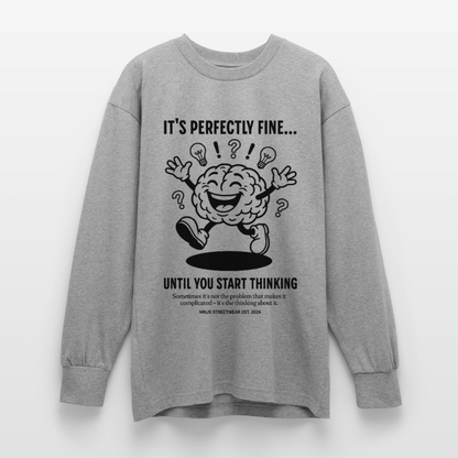 Brain Design – Oversized Langarmshirt - Grau meliert