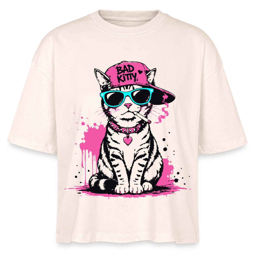 Street Kitty Design – Frauen Boxy Bio-T-Shirt - Natur