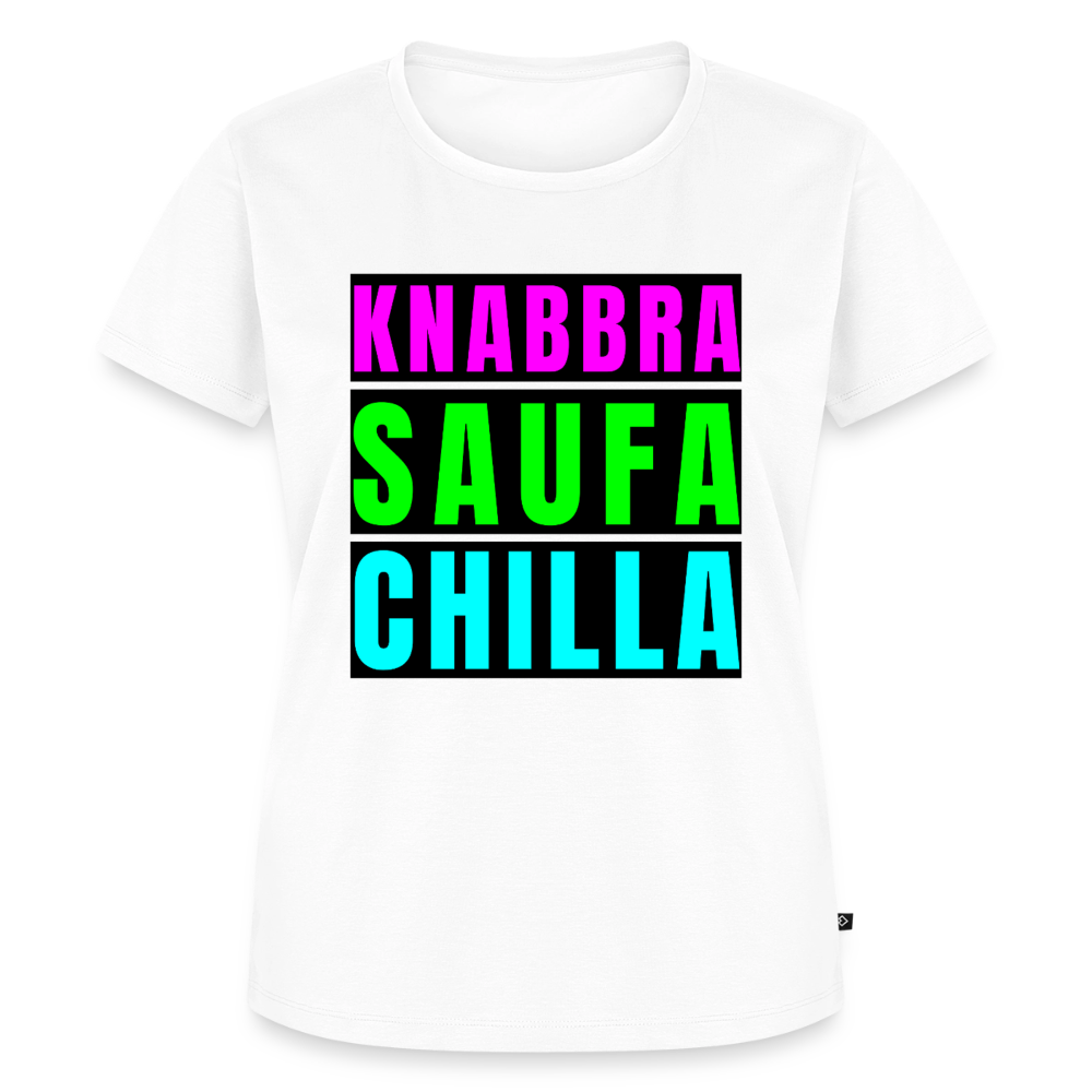 Knabbra Saufa Chilla Design – Frauen Premium T-Shirt - Weiß