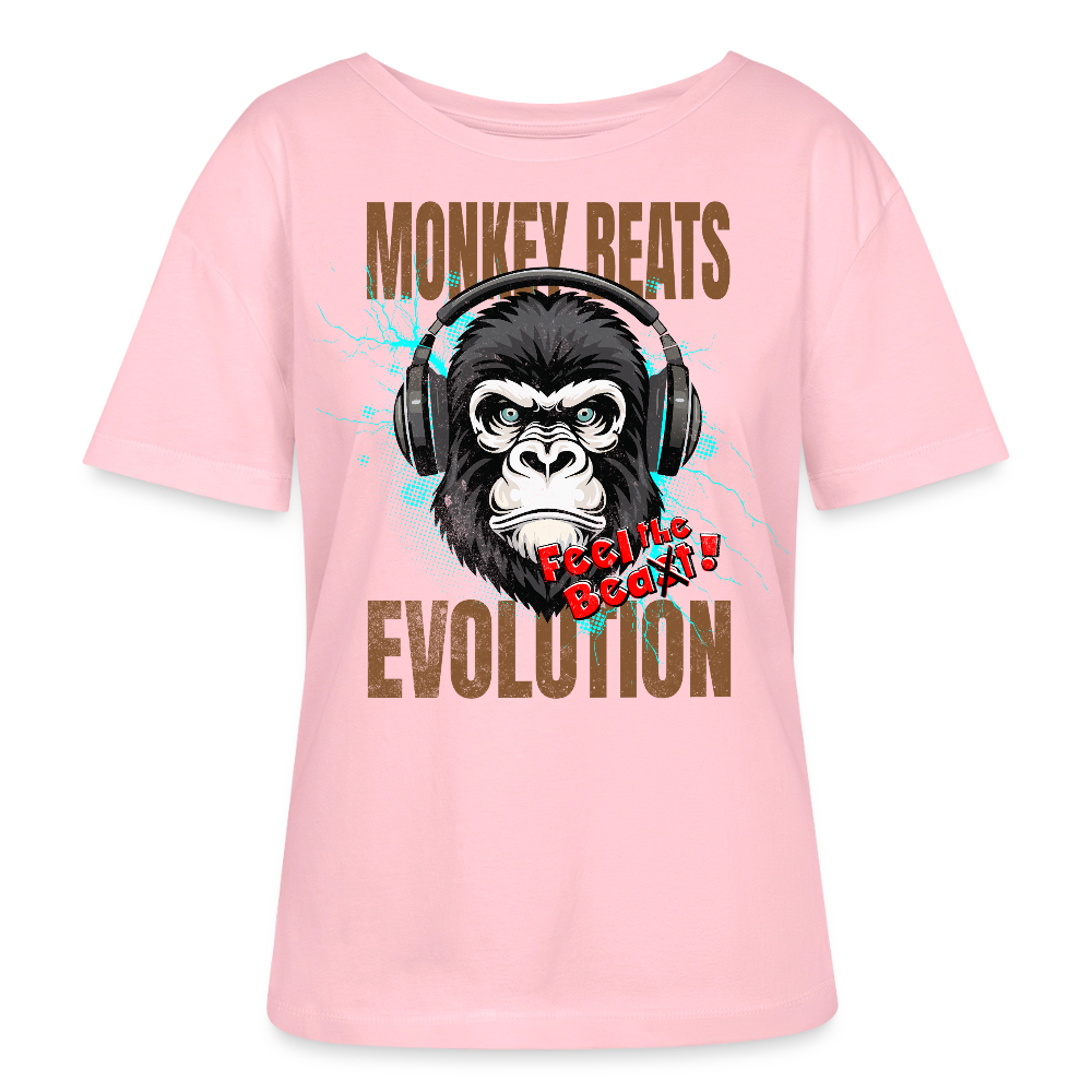 Monkey Beats Design – Rundhals Frauen Bio-T-Shirt - Hellrosa