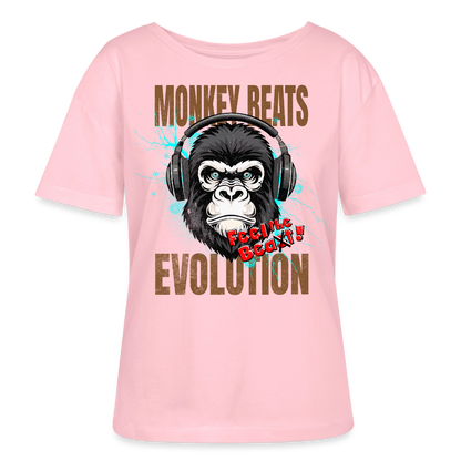 Monkey Beats Design – Rundhals Frauen Bio-T-Shirt - Hellrosa