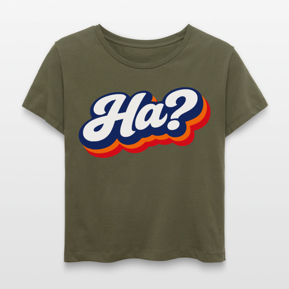 Ha? Design – Rundhals Frauen Bio-T-Shirt - Khaki