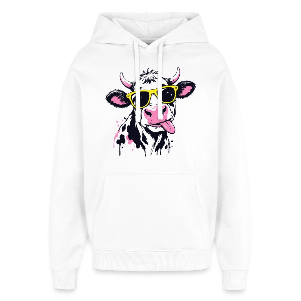 Street Cow Design – Oversized Unisex Hoodie - Weiß