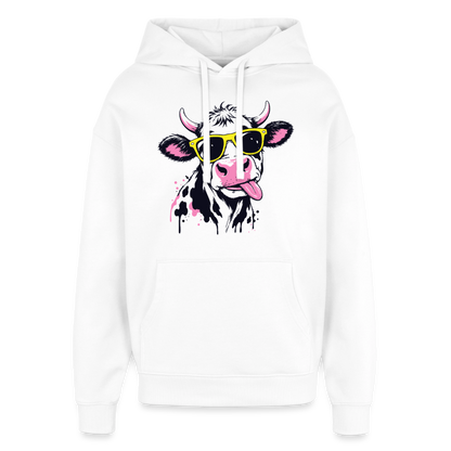 Street Cow Design – Oversized Unisex Hoodie - Weiß