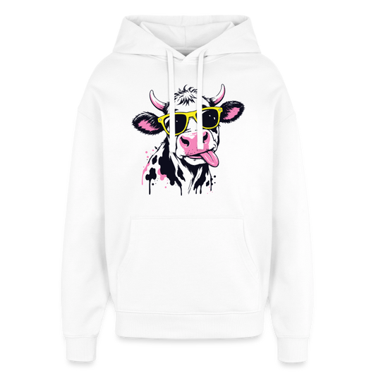 Street Cow Design – Oversized Unisex Hoodie - Weiß