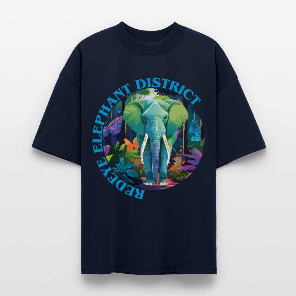 Elephant Design – Oversized Unisex Bio T-Shirt - Navy
