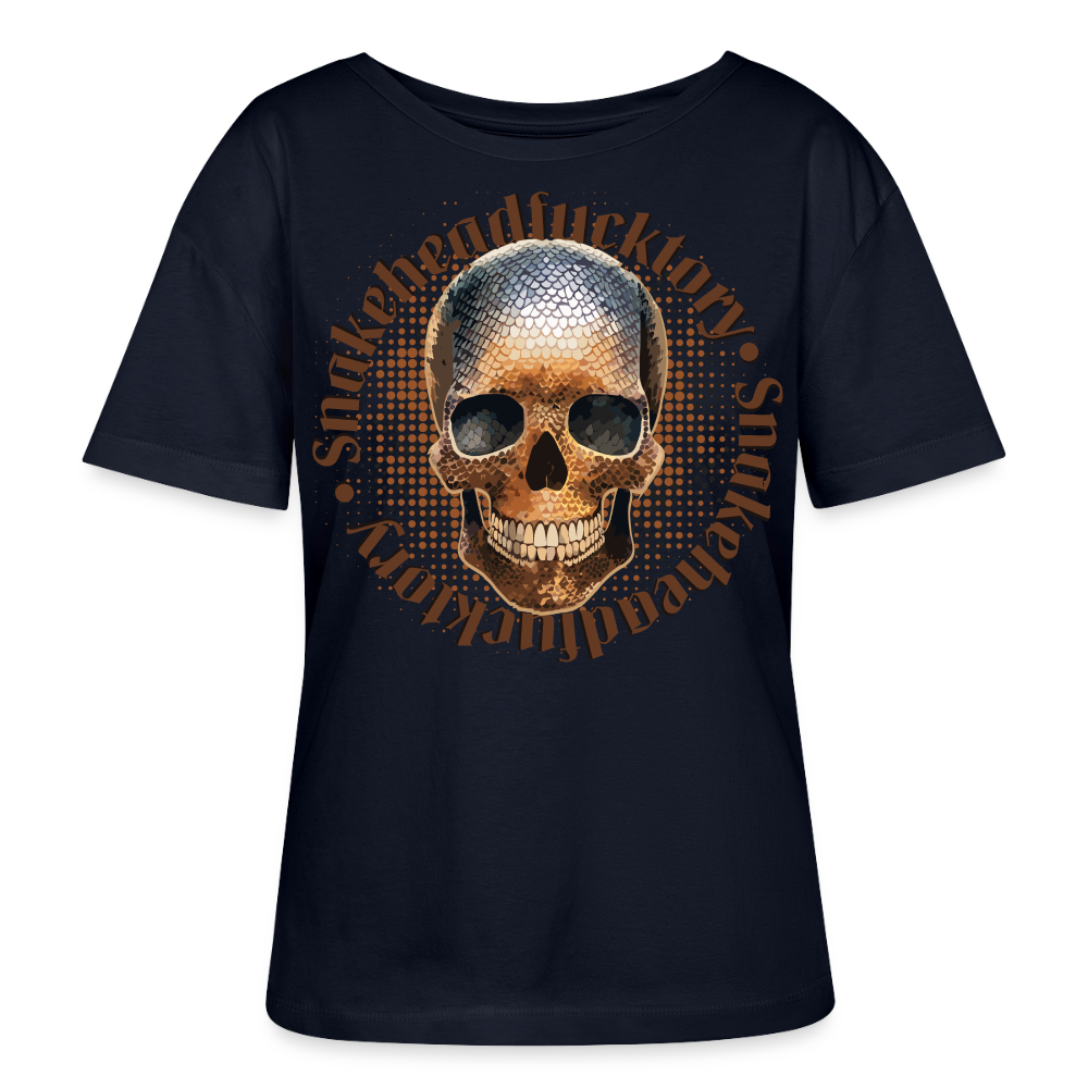 Sande Skull Design – Rundhals Frauen Bio-T-Shirt - Navy