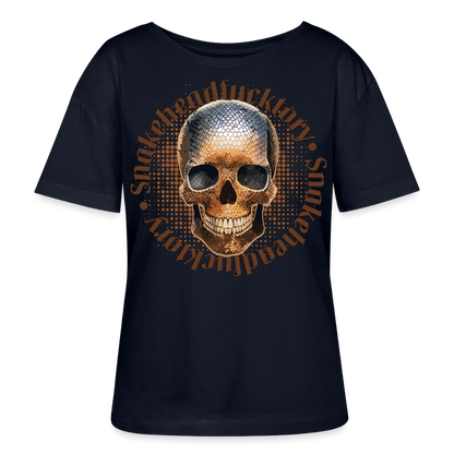 Sande Skull Design – Rundhals Frauen Bio-T-Shirt - Navy
