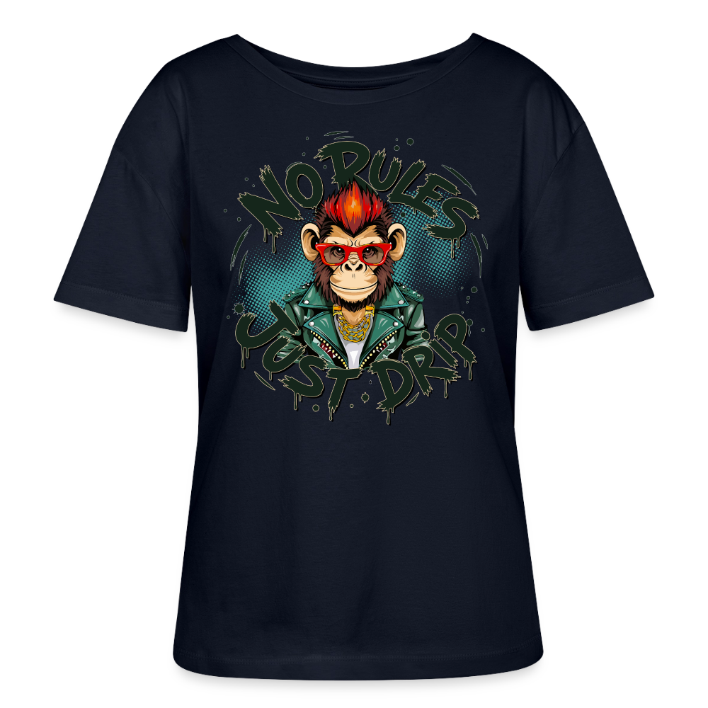 Monkey No Rules Design – Rundhals Frauen Bio-T-Shirt - Navy