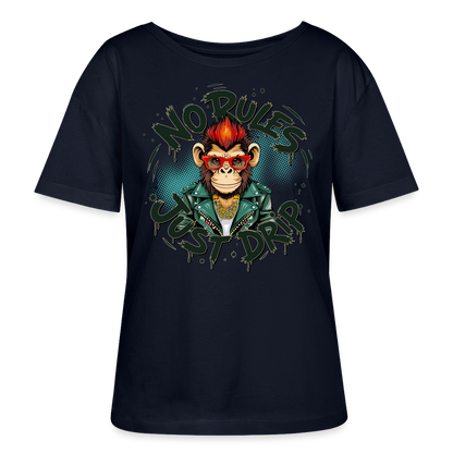 Monkey No Rules Design – Rundhals Frauen Bio-T-Shirt - Navy