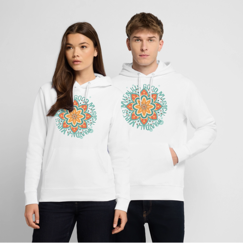 Mandala türkis Design – Unisex Bio-Hoodie - Weiß