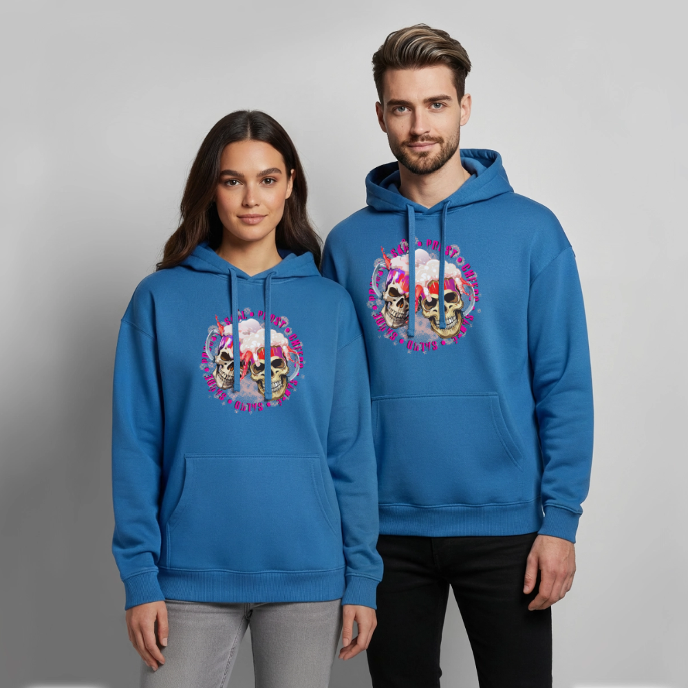 Party Skull Design Pink – Oversized Unisex Hoodie - Achtsames Blau