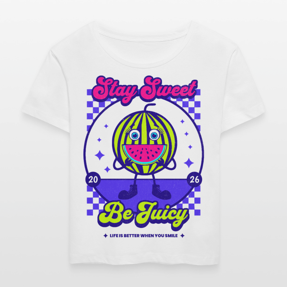 Stay Sweet Design – Rundhals Frauen Bio-T-Shirt - Weiß