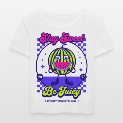 Stay Sweet Design – Rundhals Frauen Bio-T-Shirt - Weiß
