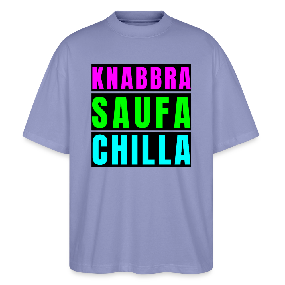 Knabbra Saufa Chilla Design – Oversized Unisex Bio T-Shirt - Violett