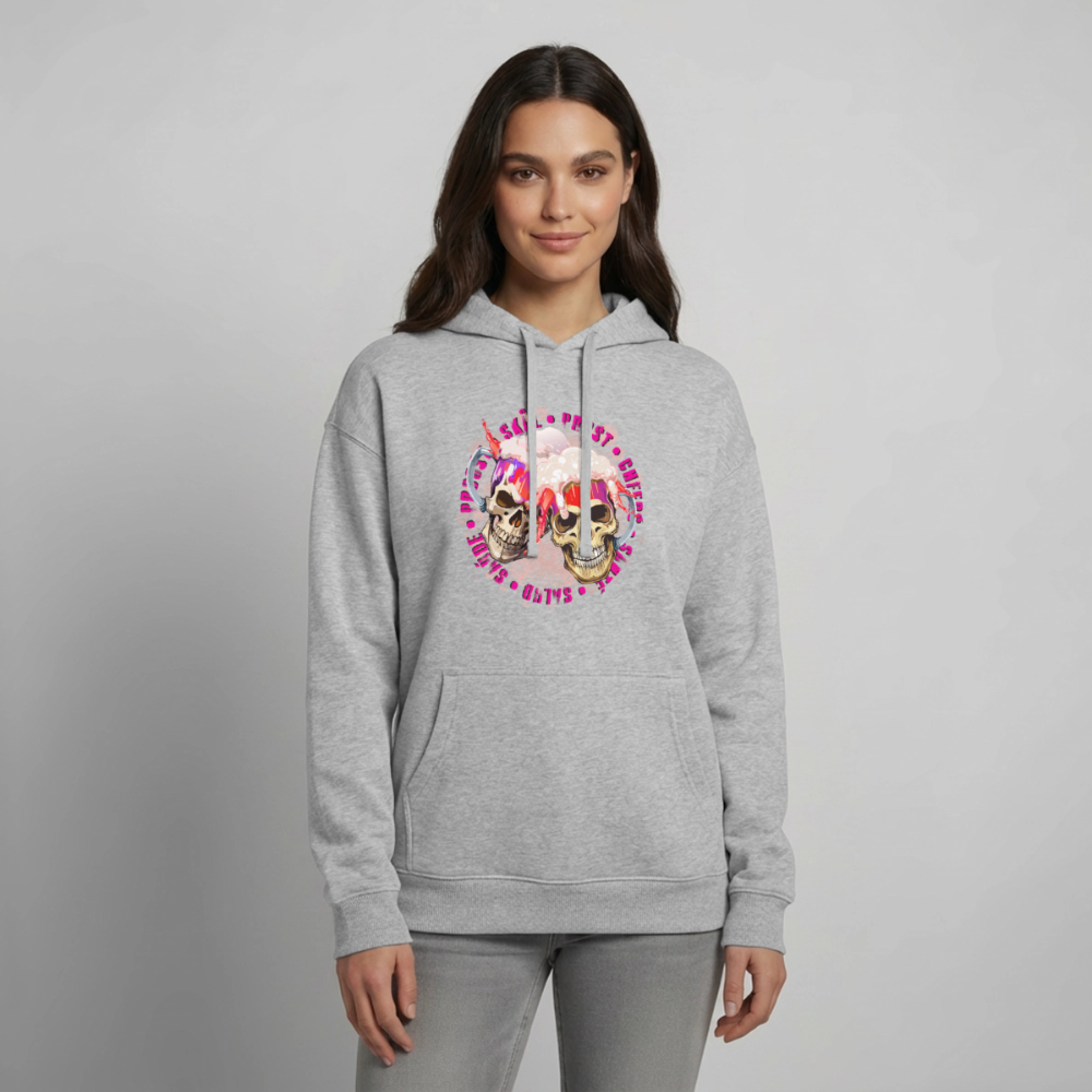 Party Skull Design Pink – Oversized Unisex Hoodie - Grau meliert
