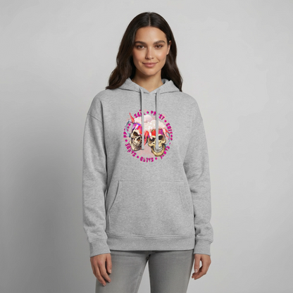 Party Skull Design Pink – Oversized Unisex Hoodie - Grau meliert