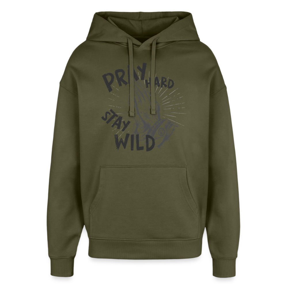Pray Hard Design – Oversized Unisex Hoodie - Khaki