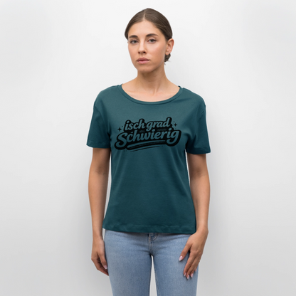 isch grad schwierig Design – Rundhals Frauen Bio-T-Shirt - Dunkles Petrol