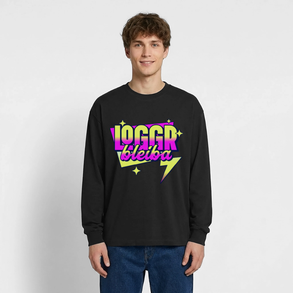 Logger bleibt Design – Oversized Langarmshirt - Schwarz
