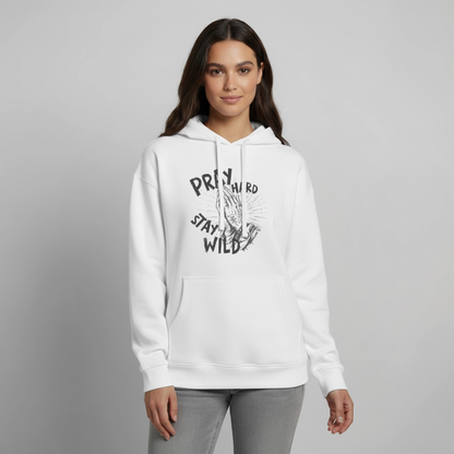 Pray Hard Design – Oversized Unisex Hoodie - Weiß