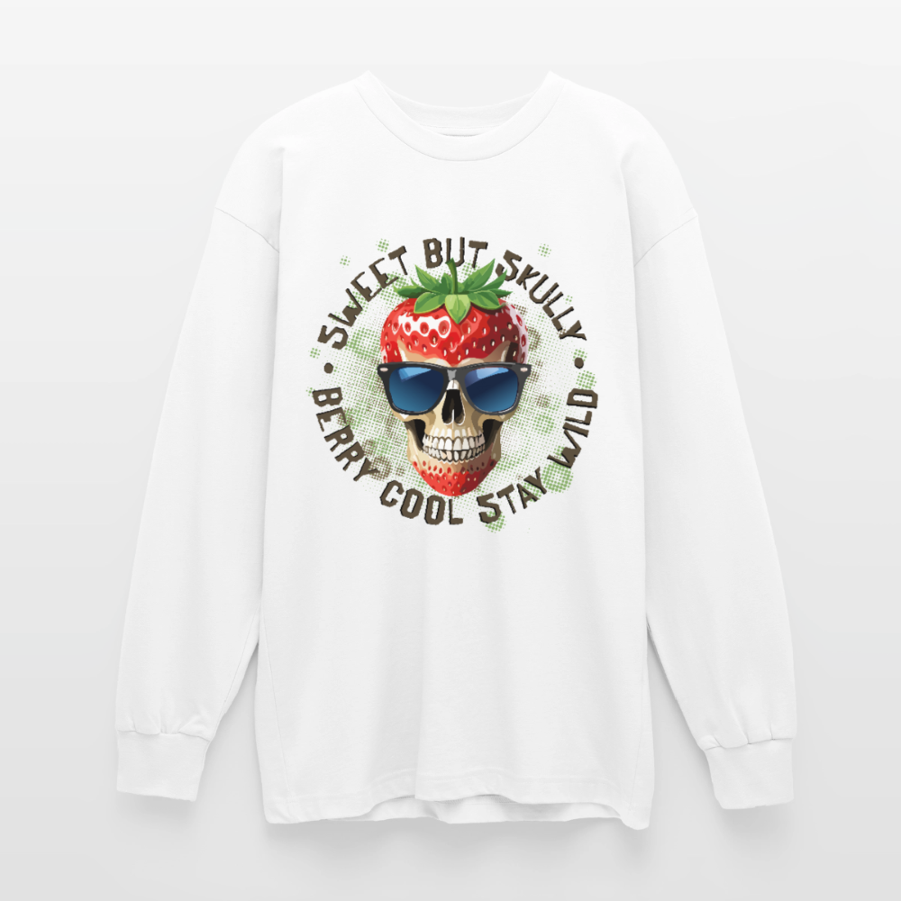 Strawberry Skull Design – Oversized Langarmshirt - Weiß