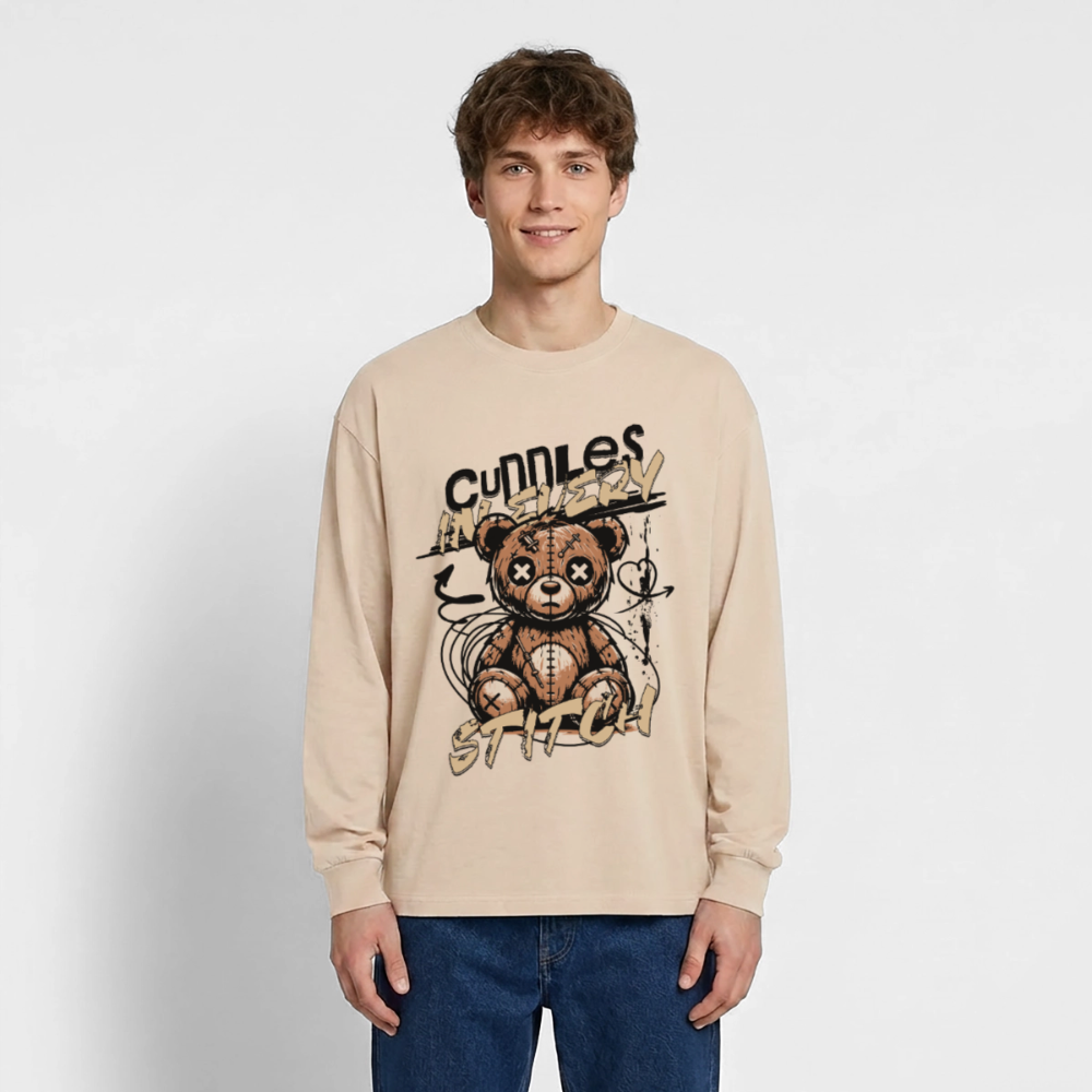 Bear Design – Oversized Langarmshirt - Sand
