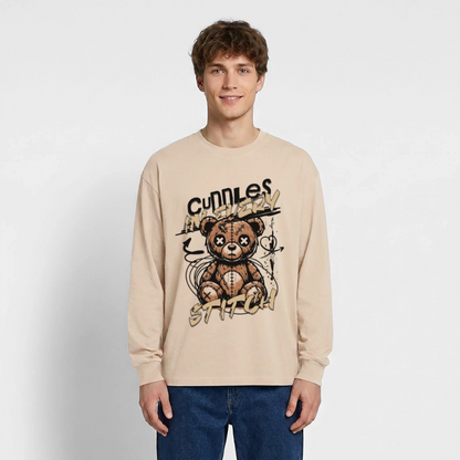 Bear Design – Oversized Langarmshirt - Sand