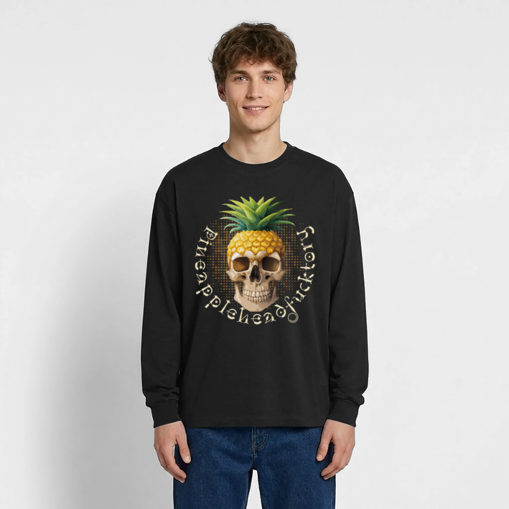 Pineapple Skull Design - Oversized Langarmshirt - Schwarz