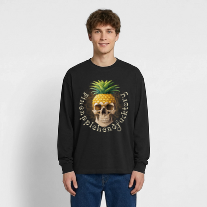 Pineapple Skull Design - Oversized Langarmshirt - Schwarz