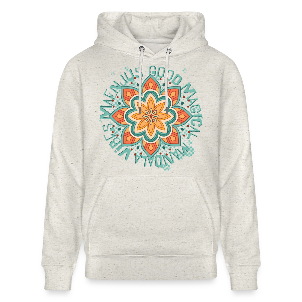 Mandala türkis Design – Unisex Bio-Hoodie - Beige meliert