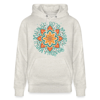 Mandala türkis Design – Unisex Bio-Hoodie - Beige meliert