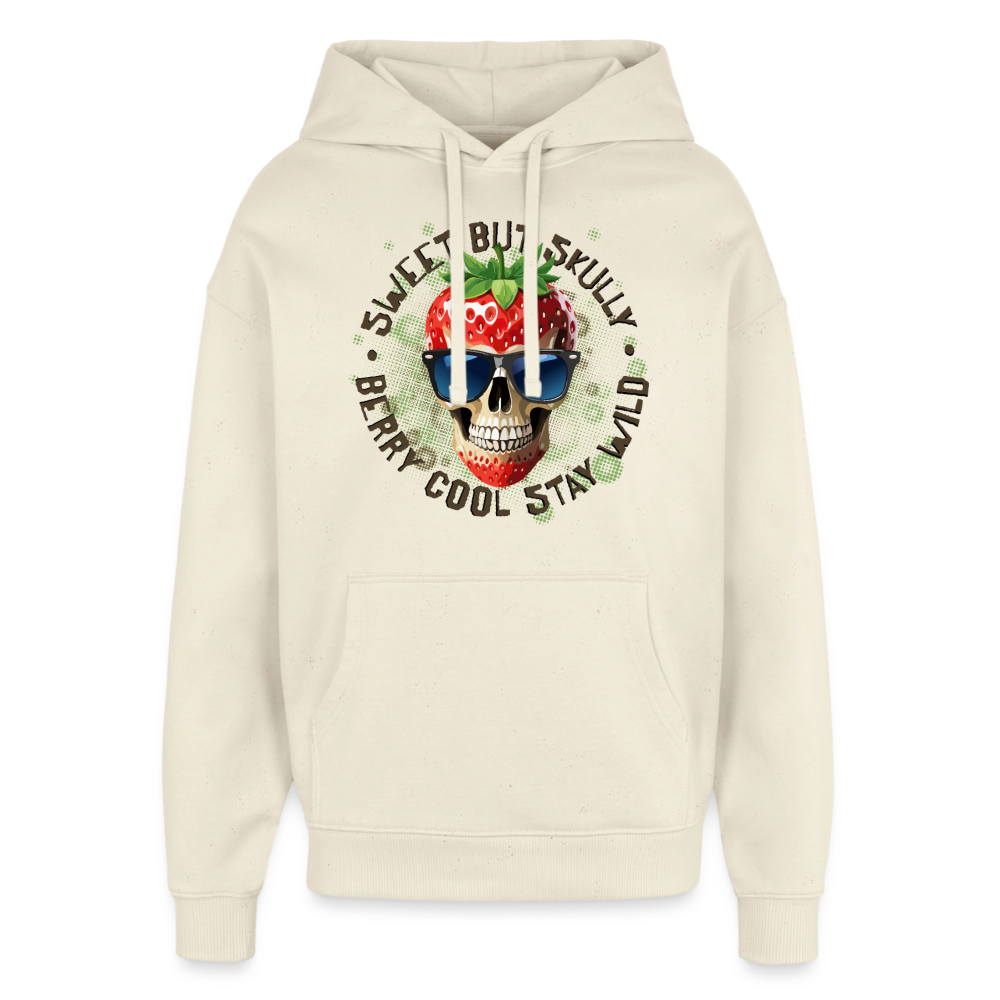 Strawberry Skull Design – Oversized Unisex Hoodie - Natur