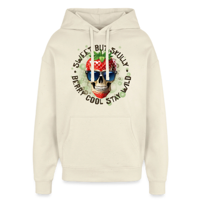 Strawberry Skull Design – Oversized Unisex Hoodie - Natur