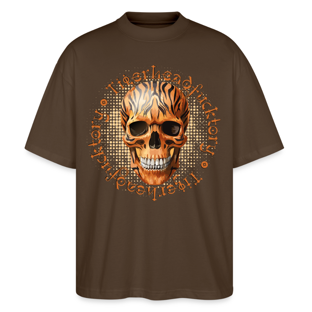 Tiger Skull Design – Oversized Unisex Bio T-Shirt - Dunkelbraun