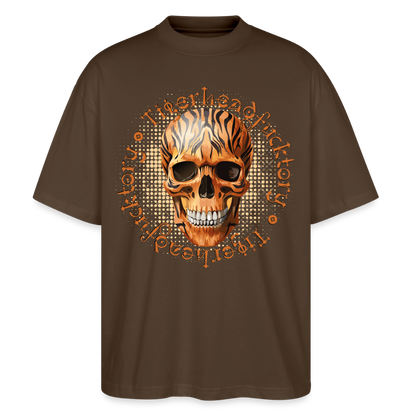 Tiger Skull Design – Oversized Unisex Bio T-Shirt - Dunkelbraun