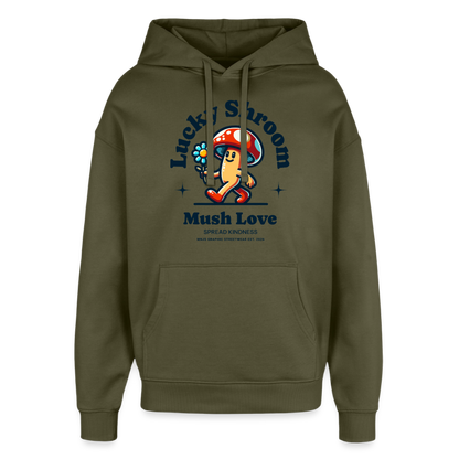 Lucky Shroom Design – Oversized Unisex Hoodie - Khaki