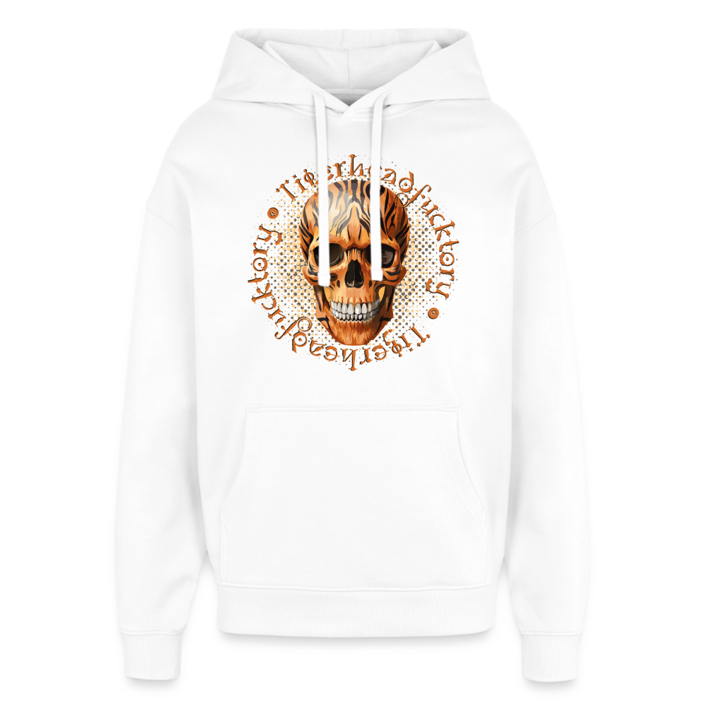 Tiger Skull Design – Oversized Unisex Hoodie - Weiß