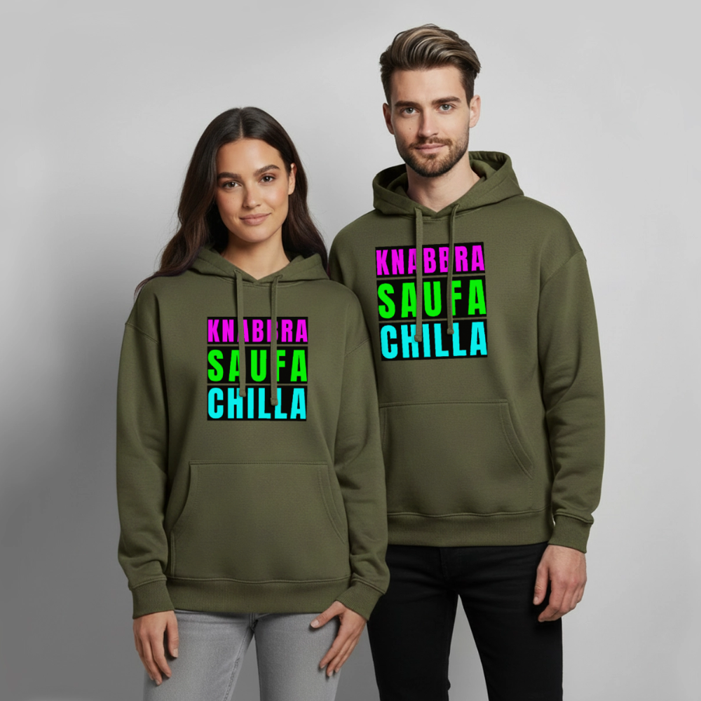 Knabbra Saufa Chilla – Oversized Unisex Hoodie - Khaki